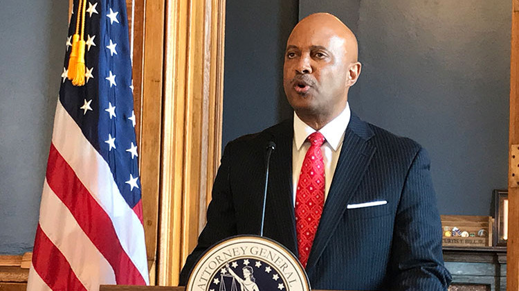 Attorney General Curtis Hill addresses the media in 2018 in the wake of allegations he groped four women.  - FILE: Brandon Smith/IPB News