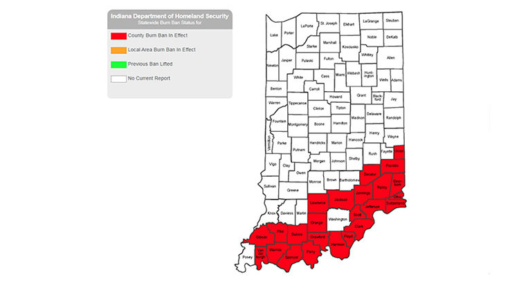 Numerous Indiana Counties Ban Outdoor Fires Amid Drought