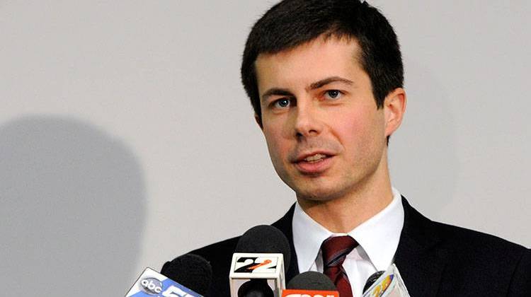 South Bend Mayor Peter Buttigieg speaks to reporters in March 2013.  - AP Photo/Joe Raymond