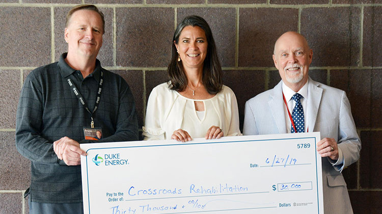 Duke Energy presents a check to Easterseals Crossroads, one of the six Indiana organizations awarded a grant. - Courtesy of Easterseals Crossroads