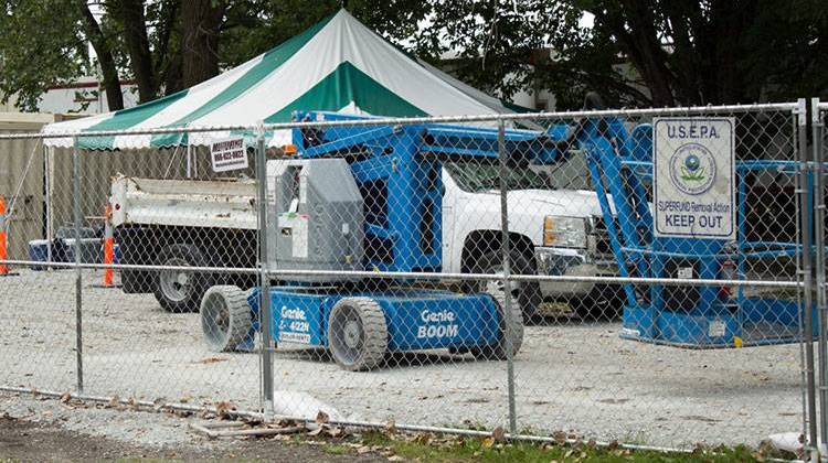 A makeshift construction site in the USS Lead Superfund site, which neighbors the former DuPont facility. - Nick Janzen/IPB News