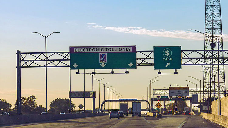 Traffic moves through an Illinois I-Pass electronic toll collection station. The Indiana Department of Transportation has hired a contractor to investigate all-electronic tolling on Indiana interstates. - Tony Webster/CC-BY-SA-2.0