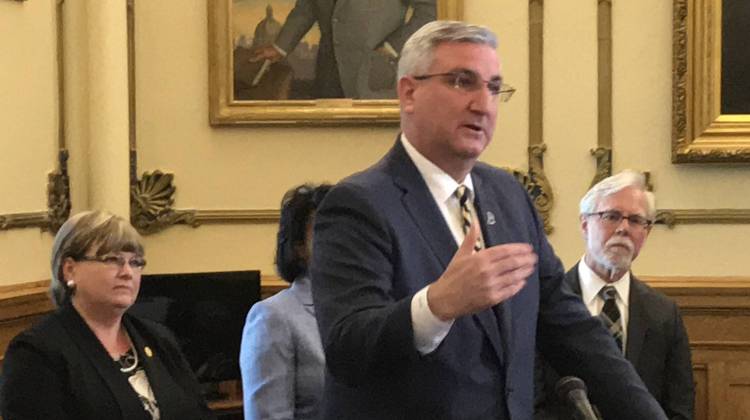 Gov. Eric Holcomb signed into law a bill to impose harsher penalties on drug dealers if a person overdoses and dies on those drugs. - Brandon Smith/IPB News