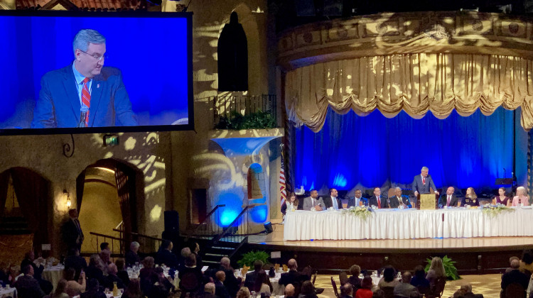 Gov. Eric Holcomb speaks at the 2019 Indiana Leadership Prayer Breakfast.  - (Brandon Smith/IPB News)