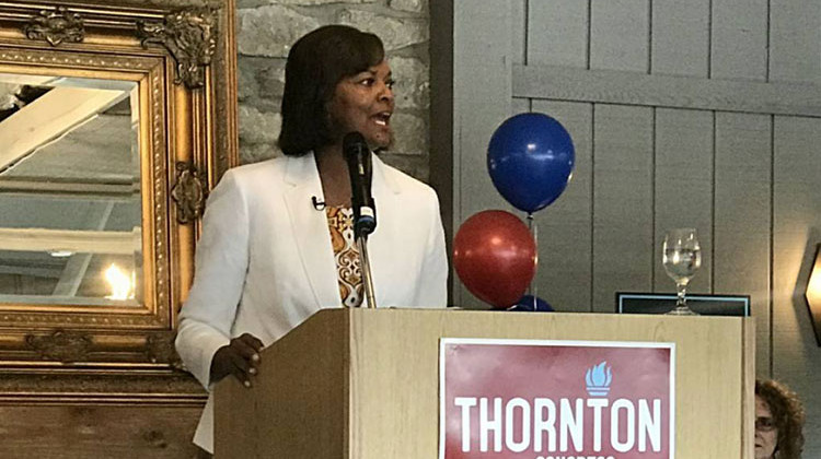 Democrat Dee Thornton kicked off her campaign in Indiana's 5th district Monday. - Emily Cox/WFYI