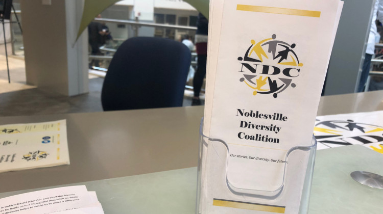 A pamphlet at a meeting Saturday, Nov. 17, 2018 to discuss a threat made against Noblesville High School. - By Carter Barrett/WFYI News