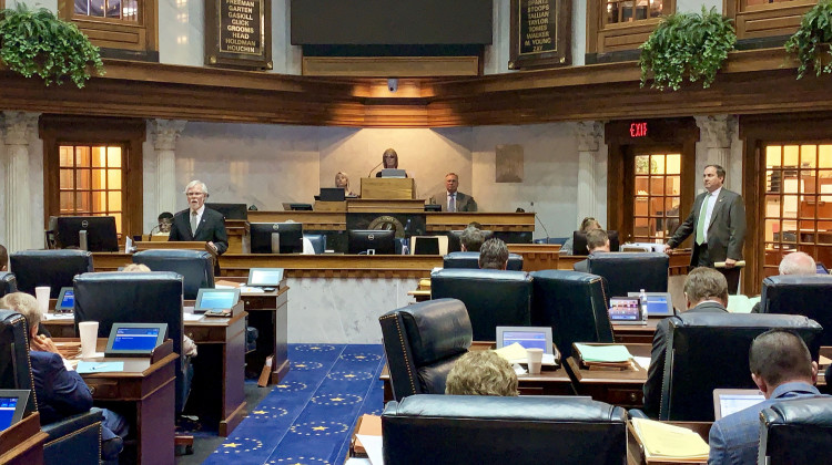 Members of the Indiana Senate debate final passage of a bill aimed at creating hate crimes protections. - Brandon Smith/IPB News