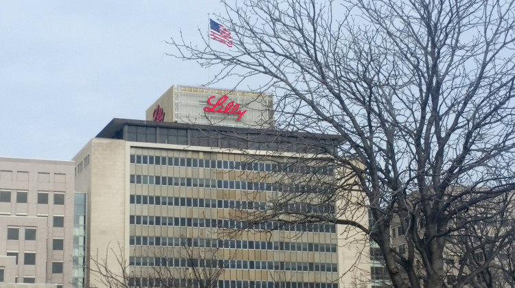 Eli Lilly's Corporate Headquarters in Indianapolis. The company announced initial findings from Phase 2 of the COVID-19 antibody treatment showing a reduction in hospitalizations. - Lauren Chapman/IPB News