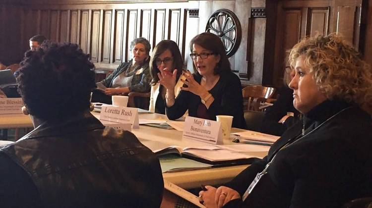 In this file photo Indiana Supreme Court Chief Justice Loretta Rush talks during a 2016 panel. - Brandon Smith/IPB News, File