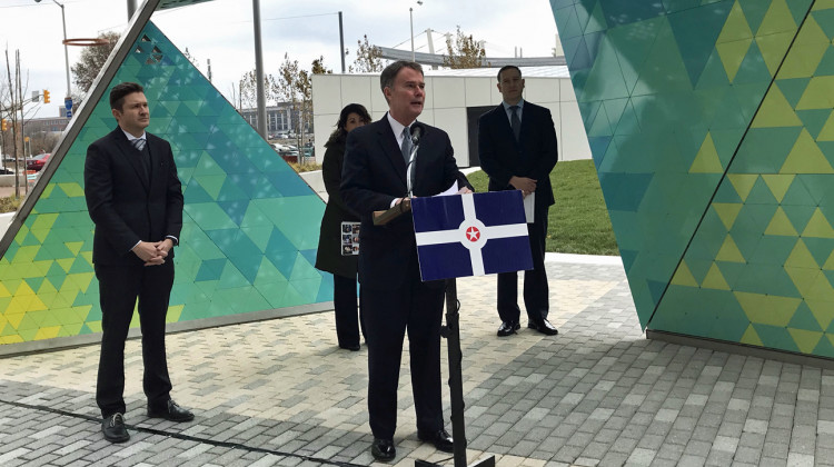 Mayor Joe Hogsett says the primary purpose of a planned increase to IMPD's downtown presence is to make the area feel safe. - Drew Daudelin/WFYI