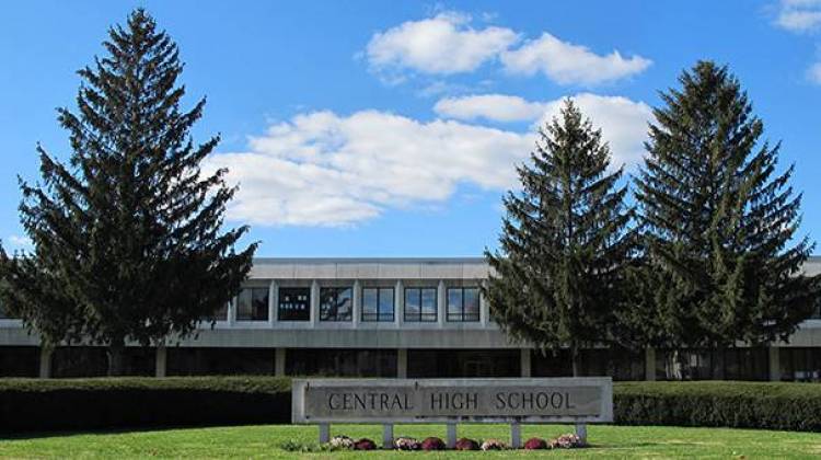 Muncie Central High School. The House Ways and Means committee voted Monday to include Muncie Community Schools in a bill that provides financial assistance for struggling districts.  - Kyle Stokes/IPB