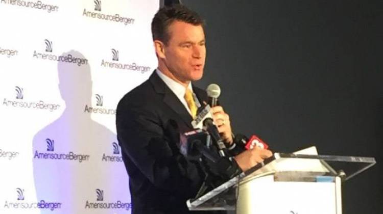 U.S. Sen. Todd Young (R-Ind.) speaks to a crowd in Whitestown, Indiana. - Jill Sheridan/IPB