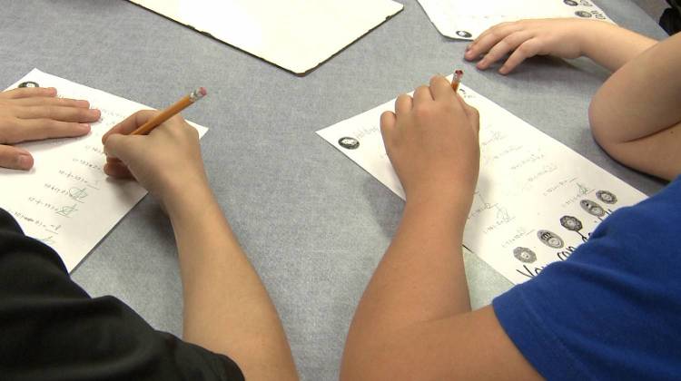 Students work on math problems.  - WTIU/WFIU