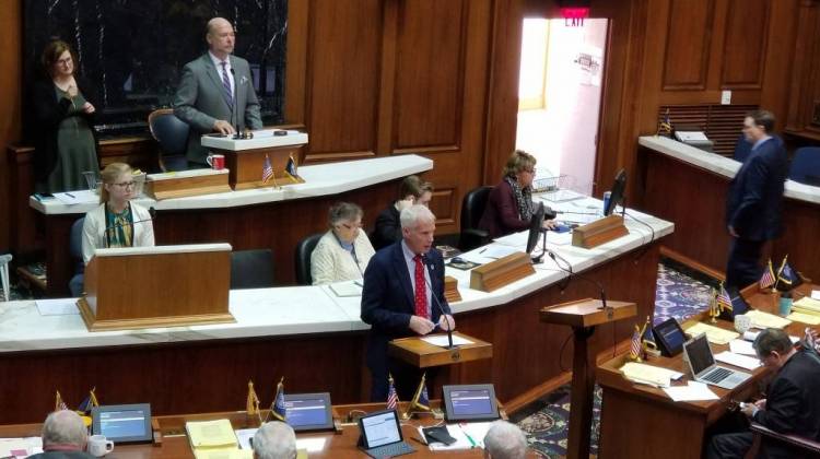 Rep. Bob Behning speaks to the chamber at the state house.  - Jeanie Lindsay/IPB News