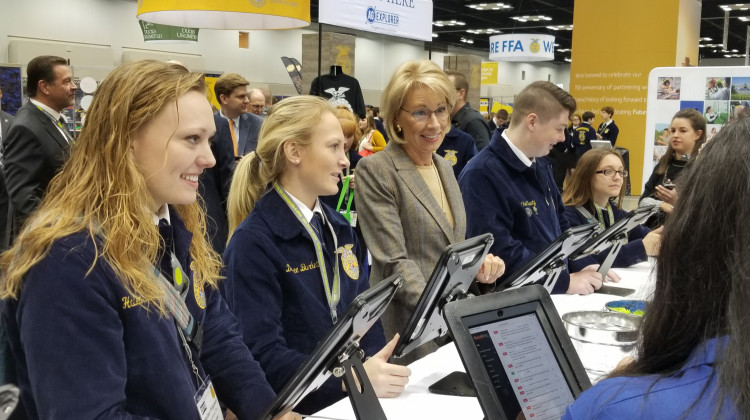 US Secretary of Education Betsy DeVos met with FFA students at this week’s national convention, to support career exploration in agriculture. - Jeanie Lindsay/IPB News