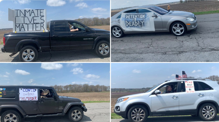 Images of protestors outside the Westville Correctional Facility Apr. 28, 2020.  - Annacaroline Caruso/WVPE