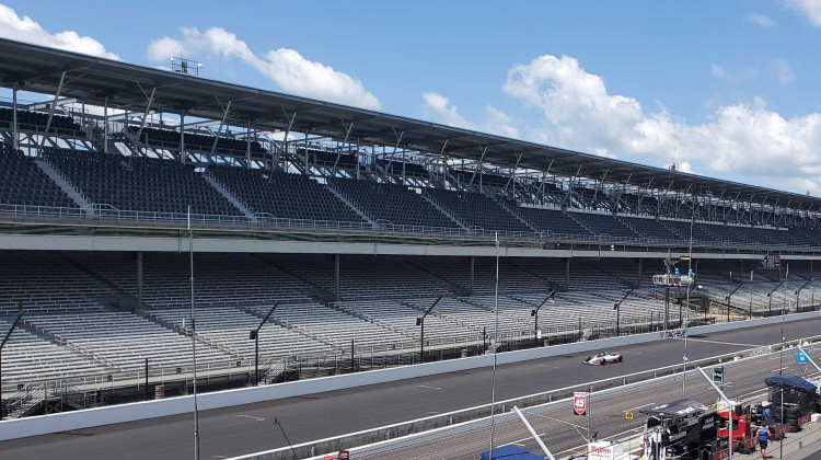 Marco Andretti races around the track during the Fast Nine Shootout Sunday winning the front position in this year's Indianapolis 500 race. - Samantha Horton/IPB News