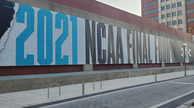 Signage for March Madness along Georgia Street ahead of the tournament. - Samantha Horton/IPB News