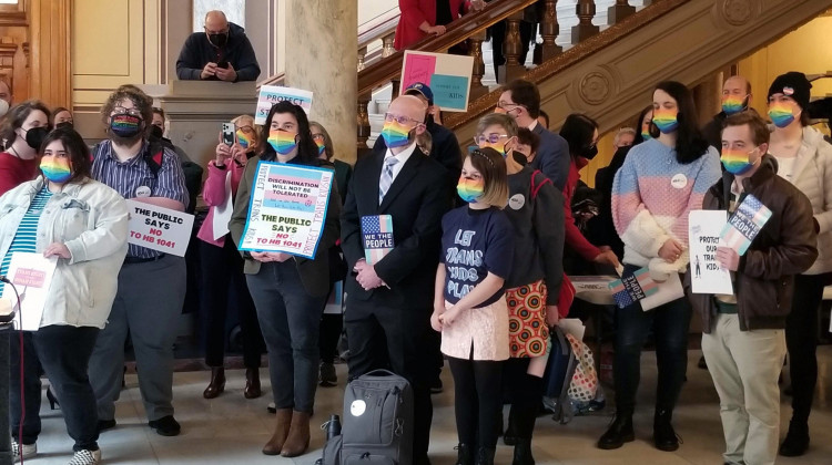 Protesters rally against transgender athlete ban bill ahead of Senate hearing