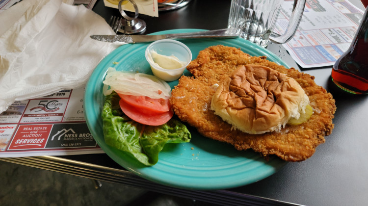 The breaded pork tenderloin from Nick's Kitchen - Tony Sandleben/WBOI