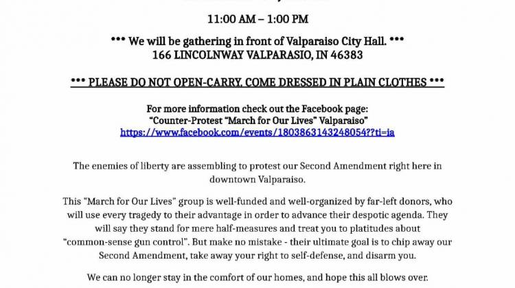 Flyer for the March for Our Lives counter-protest scheduled for Saturday.  - via Facebook