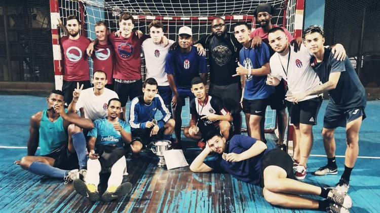 Futsal team and Chris Johnson in Cuba