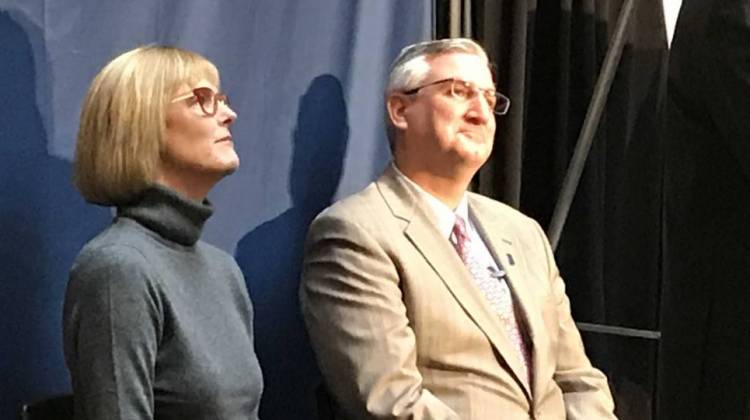 Gov. Eric Holcomb (R-Indiana), right, says the state isnâ€™t ready to decriminalize marijuana for any purpose. - Brandon Smith/IPB News