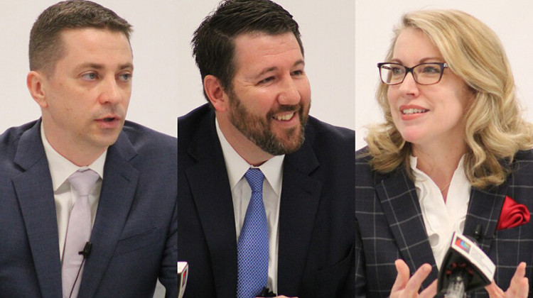 The finalists to be the next Indiana Supreme Court justice are, from left, Justin Forkner, Derek Molter and Dana Kenworthy. - Brandon Smith/IPB News