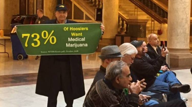 Supporters at the Statehouse meet in favor of medical cannabis. - Jill Sheridan/IPB News
