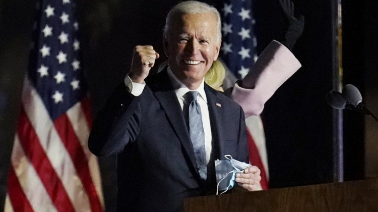 Democratic presidential candidate former Vice President Joe Biden speaks to supporters, early Wednesday, Nov. 4, 2020, in Wilmington, Del. Biden defeated President Donald Trump to become the 46th president of the United States on Saturday, positioning himself to lead a nation gripped by historic pandemic and a confluence of economic and social turmoil.  - AP Photo/Paul Sancya