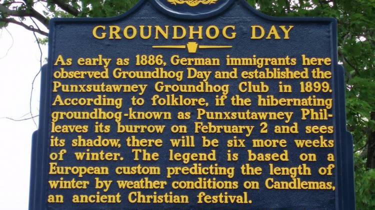 A marker for Groundhog Day describes the process.
