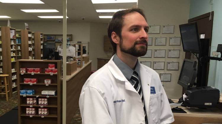 Jeremy Halton, a staff pharmacist at the Fishers Kroger. - Sarah Fentem/WBAA