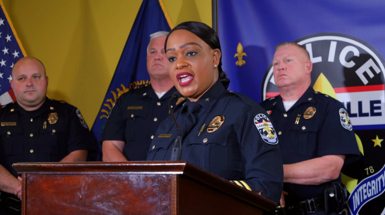 Louisville Metro Police Department Chief Jackie Gwinn-Villaroel announced Thursday the outcome of her review of the incidents highlighted in the DOJ report. - Roberto Roldan
/
LPM