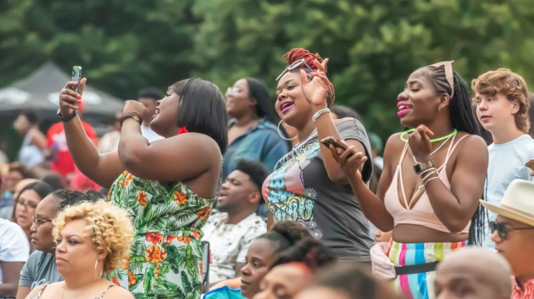 Audience members sing and dance at a concert. The ‘I Made Rock ‘N’ Roll’ Festival is Indiana’s first Black rock festival. - Photo provided by Melodie Yvone