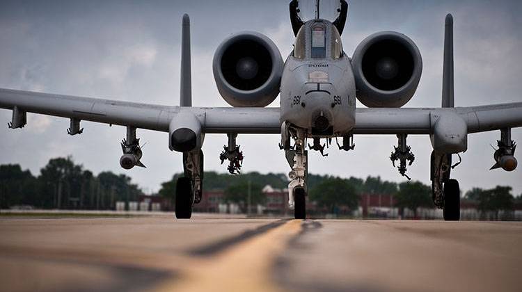An A-10C pilot from the 163rd Fighter Squadron at the 122nd Fighter Wing in Fort Wayne, taxis toward the runway. - U.S. Air National Guard photo by Staff Sgt. William Hopper