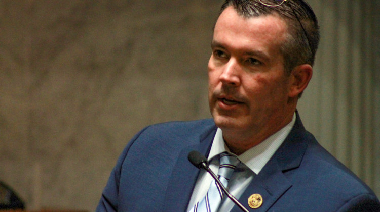 Sen. Aaron Freeman (R-Indianapolis) said legislation to create a 25-foot bubble around police is intended to protect law enforcement. - Brandon Smith/IPB News