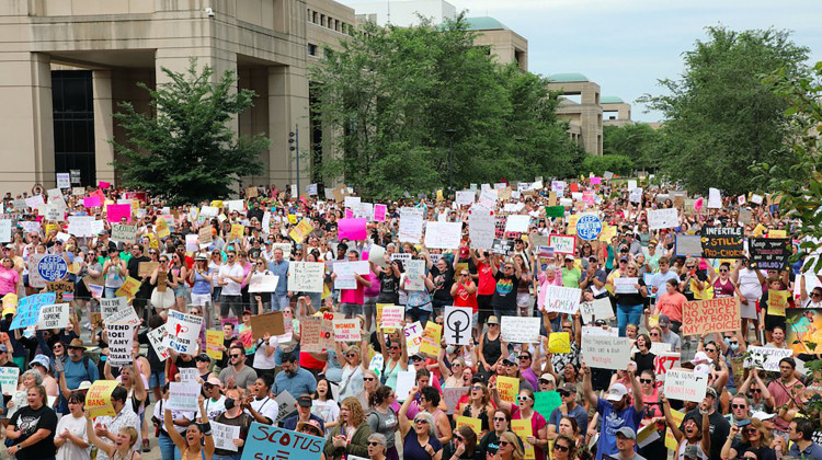 Thousands of people went to the Indiana capital on Saturday, June 25 to advocate for abortion rights.  - Eric Weddle/WFYI