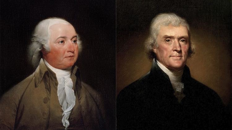 In 1800 the Federalists nominated John Adams (left) for a second term; the “Democratic-Republicans” chose Thomas Jefferson (right).