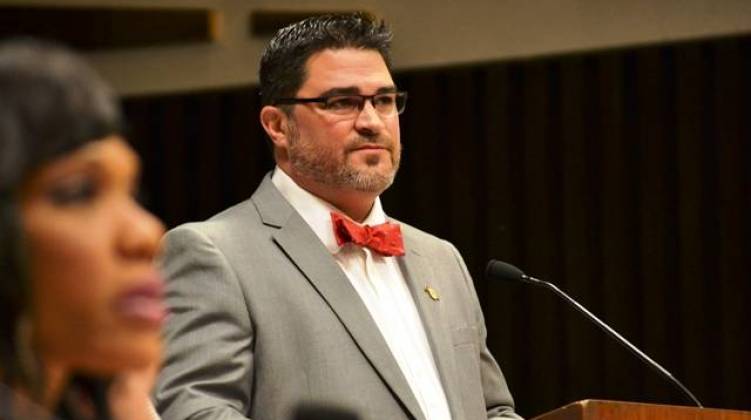 Indianapolis city councilor Zach Adamson, who wants BlueIndy cars towed from downtown in a show of opposition. - Ryan Delaney/WFYI