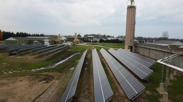 A solar array at Wible Lumber near Avilla, Indiana. - Photo courtesy of Eric Hesher/Renewable Energy Systems