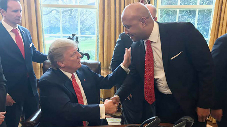 Attorney General Curtis Hill, right, and President Donald Trump meet at the White House in 2017. - Courtesy of the Attorney General's office