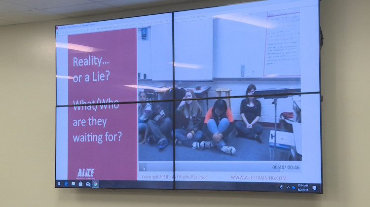 Part of the training emphasizes how simply locking kids down in a classroom could be more dangerous in the case of an active shooter. - Zach Herndon/WTIU