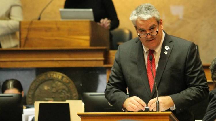 Sen. Andy Zay (R-Huntington) speaks on the House floor. - Lauren Chapman/IPB News