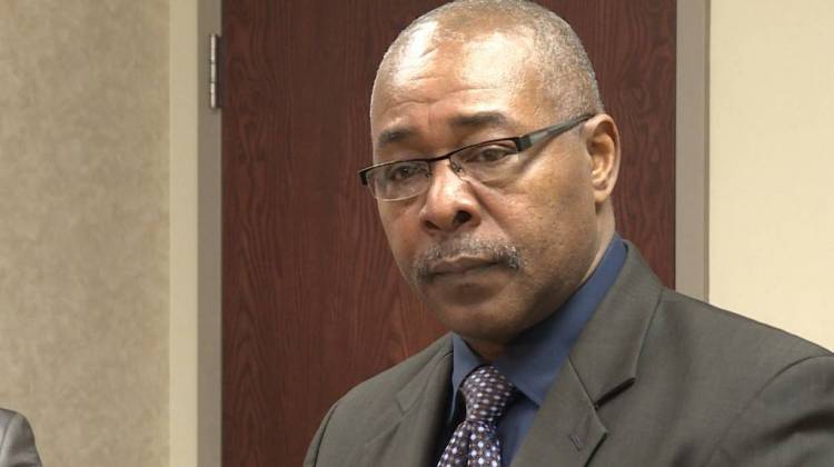 East Chicago Mayor Anthony Copeland speaks to the press on Feb. 17, after Gov. Eric Holcomb visited the city days after making an emergency declaration. - Lauren Chapman/IPB