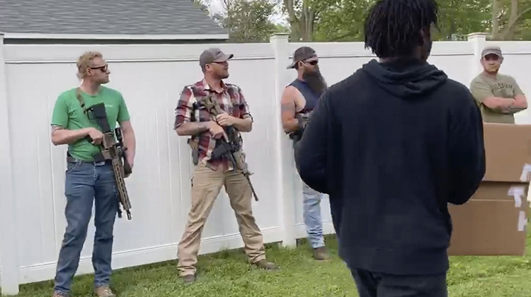 Armed Bystanders Watch Floyd Protesters March in Indiana