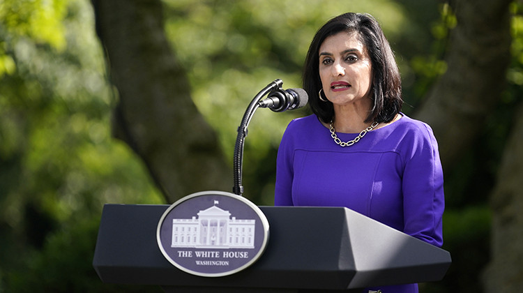 FILE - In this May 26, 2020, file photo administrator of the Centers for Medicare and Medicaid Services Seema Verma speaks in the Rose Garden White House in Washington. - AP Photo/Evan Vucci, File