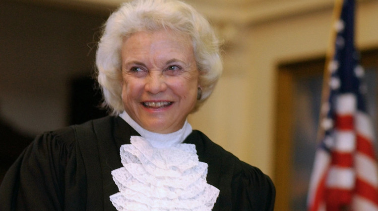 Supreme Court Justice Sandra Day O'Connor is shown before administering the oath of office to members of the Texas Supreme Court in Austin in 2003. - Harry Cabluck/AP
