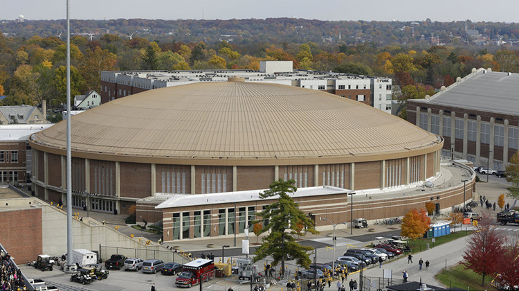 A general view, exterior, of Mackey Arena at Purdue in West Lafayette, Ind., Saturday, Nov. 3, 2018.  - AP Photo/AJ Mast