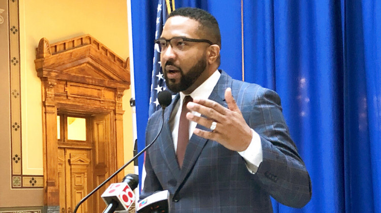 Democratic Sen. Eddie Melton of Gary argues the costs for housing, transportation, child care, food and other necessities have gone up 20 percent or more since the last minimum wage increase. - AP Photo/Tom Davies