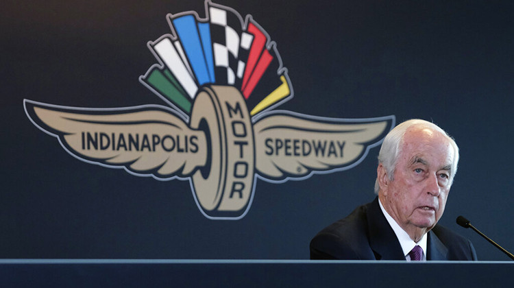 FILE - In this Monday, Nov. 4, 2019, file photo, Penske Corporation Chairman Roger Penske responds to a question during a press conference at Indianapolis Motor Speedway. - AP Photo/AJ Mast, File